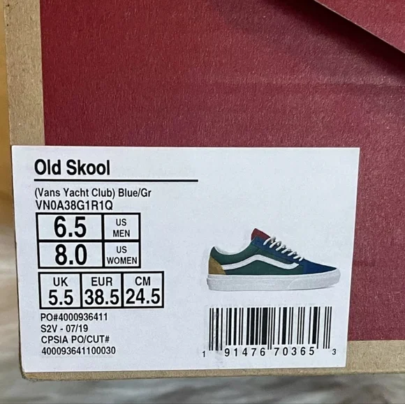 VANS NWT Old Skool Yacht Club multicolor Size 6.5 Mens/womans 8 outdoor casual - Picture 8 of 10